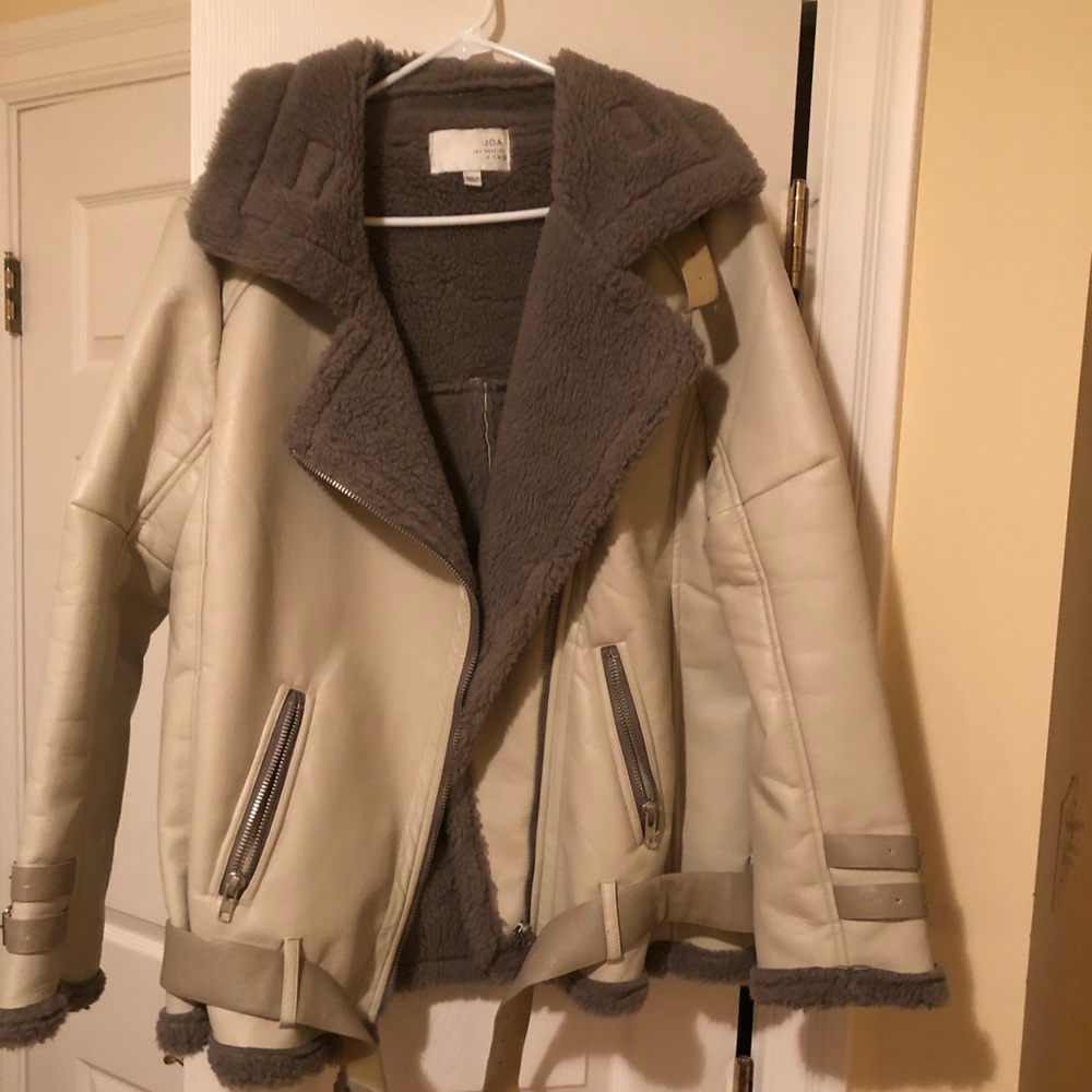J.O.A. Leather and faux shearling  jacket